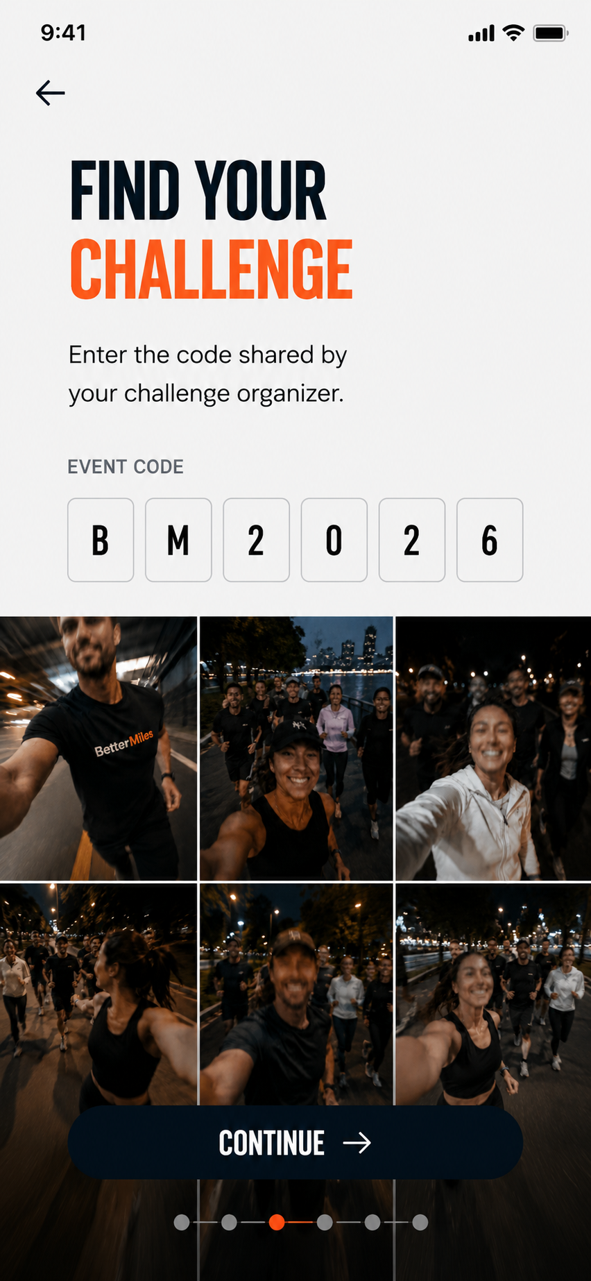 Find your School Charity Challenge using the organizer's event code