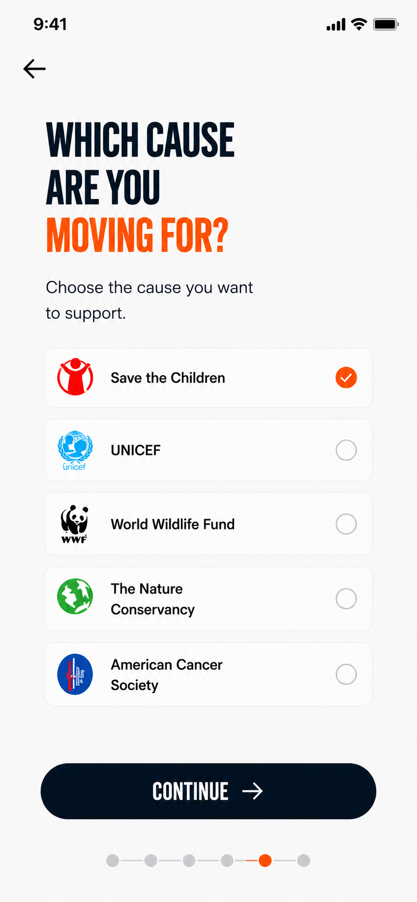 Choose the charity your miles will support